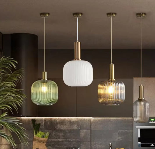 Glazen LED Hanglamp – Retro Luxe Design Hanglamp van Glas & Metaal – Sfeervolle Pendellamp voor Keuken, Eetkamer, Woonkamer & Restaurant