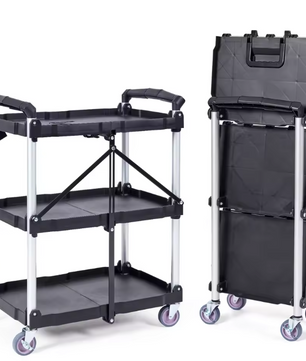 Opvouwbare Gereedschapswagen met Wielen – 3-Laags Rollende Opbergwagen