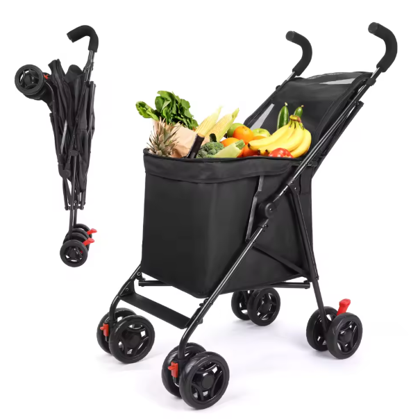 Multifunctionele Opvouwbare Winkelwagen – Draagbare Trolley voor Boodschappen, Picknick en Huisdieren