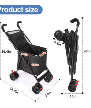 Multifunctionele Opvouwbare Winkelwagen – Draagbare Trolley voor Boodschappen, Picknick en Huisdieren