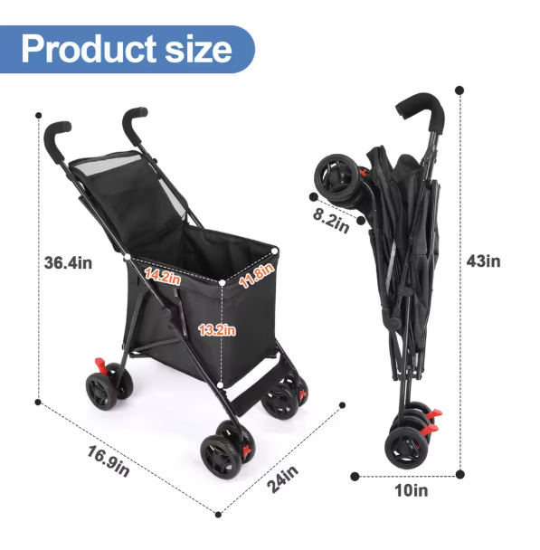 Multifunctionele Opvouwbare Winkelwagen – Draagbare Trolley voor Boodschappen, Picknick en Huisdieren
