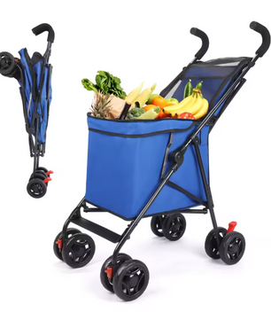 Multifunctionele Opvouwbare Winkelwagen – Draagbare Trolley voor Boodschappen, Picknick en Huisdieren
