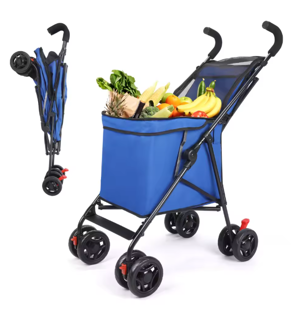 Multifunctionele Opvouwbare Winkelwagen – Draagbare Trolley voor Boodschappen, Picknick en Huisdieren
