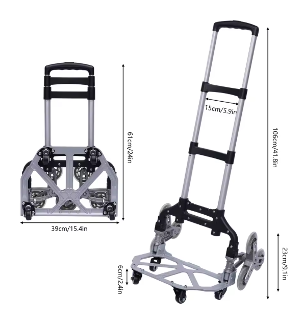 Opvouwbare Aluminium Steekwagen met Trapklimwielen – Verstelbare Transportkar 75 kg