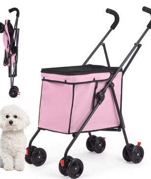 Opvouwbare Huisdierenwagen met 4 Wielen – Lichtgewicht Wandelwagen voor Honden en Katten