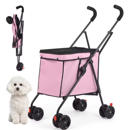 Opvouwbare Huisdierenwagen met 4 Wielen – Lichtgewicht Wandelwagen voor Honden en Katten