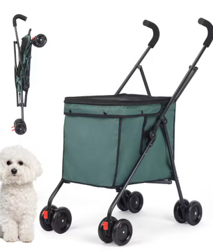 Opvouwbare Huisdierenwagen met 4 Wielen – Lichtgewicht Wandelwagen voor Honden en Katten