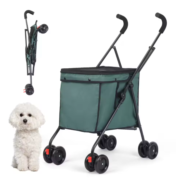 Opvouwbare Huisdierenwagen met 4 Wielen – Lichtgewicht Wandelwagen voor Honden en Katten