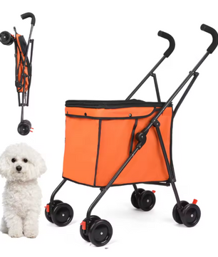 Opvouwbare Huisdierenwagen met 4 Wielen – Lichtgewicht Wandelwagen voor Honden en Katten