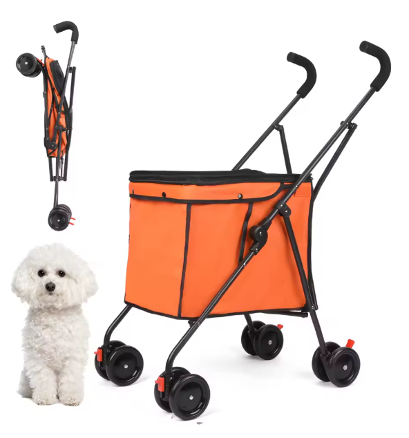Opvouwbare Huisdierenwagen met 4 Wielen – Lichtgewicht Wandelwagen voor Honden en Katten