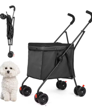 Opvouwbare Huisdierenwagen met 4 Wielen – Lichtgewicht Wandelwagen voor Honden en Katten