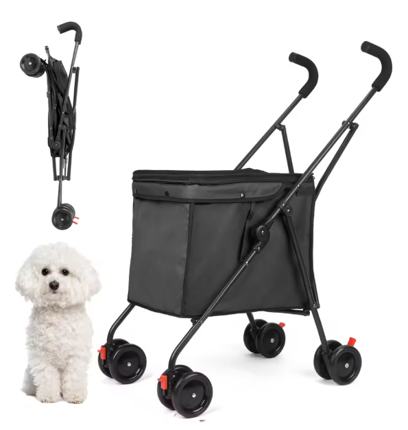 Opvouwbare Huisdierenwagen met 4 Wielen – Lichtgewicht Wandelwagen voor Honden en Katten