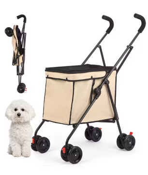 Opvouwbare Huisdierenwagen met 4 Wielen – Lichtgewicht Wandelwagen voor Honden en Katten