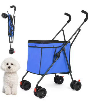 Opvouwbare Huisdierenwagen met 4 Wielen – Lichtgewicht Wandelwagen voor Honden en Katten
