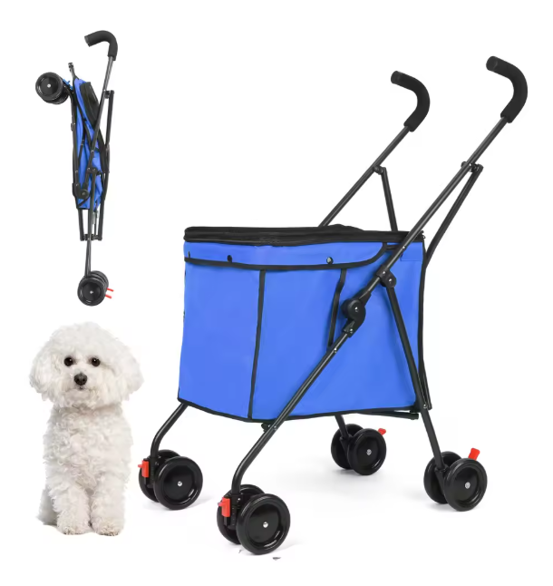 Opvouwbare Huisdierenwagen met 4 Wielen – Lichtgewicht Wandelwagen voor Honden en Katten