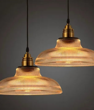 Nordic Houten Glazen Hanglamp – Scandinavisch Vintage Design met Messing Accent – E27 Fitting – Warm Sfeervol Licht