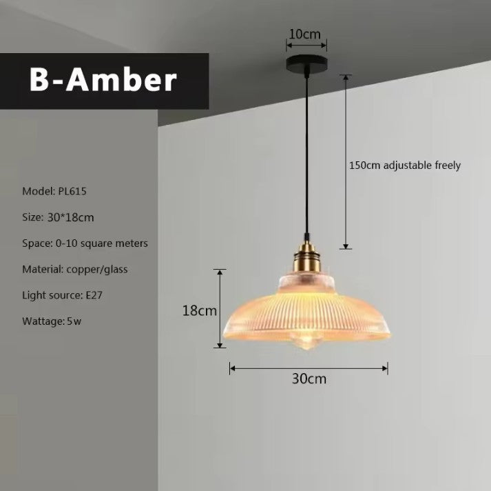 Nordic Houten Glazen Hanglamp – Scandinavisch Vintage Design met Messing Accent – E27 Fitting – Warm Sfeervol Licht