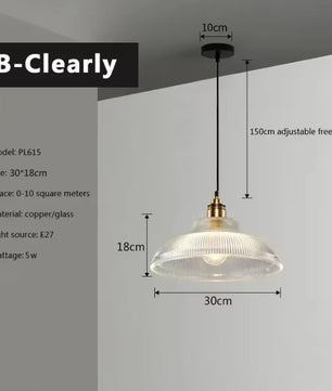 Nordic Houten Glazen Hanglamp – Scandinavisch Vintage Design met Messing Accent – E27 Fitting – Warm Sfeervol Licht