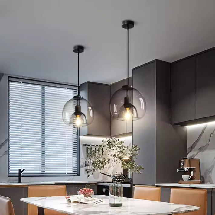 Nordic Glazen Hanglamp – Scandinavisch Minimalistisch Design – Rokerig Grijs Glas – E27 – Voor Keuken, Eetkamer & Woonkamer