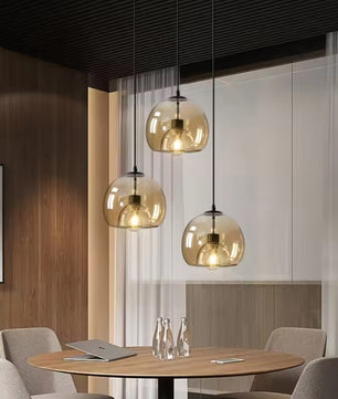Nordic Glazen Hanglamp – Scandinavisch Minimalistisch Design – Rokerig Grijs Glas – E27 – Voor Keuken, Eetkamer & Woonkamer