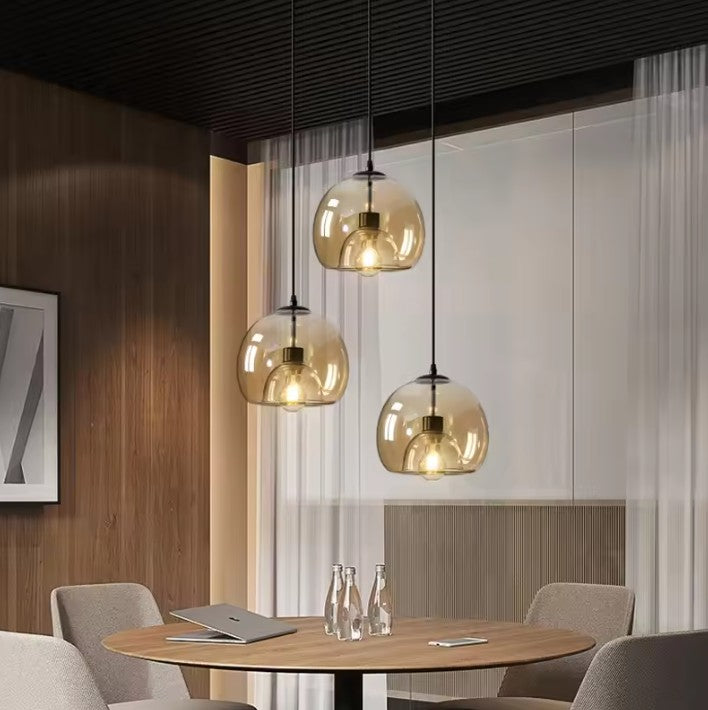 Nordic Glazen Hanglamp – Scandinavisch Minimalistisch Design – Rokerig Grijs Glas – E27 – Voor Keuken, Eetkamer & Woonkamer