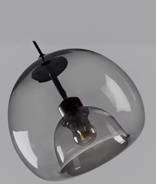 Nordic Glazen Hanglamp – Scandinavisch Minimalistisch Design – Rokerig Grijs Glas – E27 – Voor Keuken, Eetkamer & Woonkamer