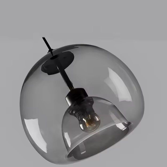 Nordic Glazen Hanglamp – Scandinavisch Minimalistisch Design – Rokerig Grijs Glas – E27 – Voor Keuken, Eetkamer & Woonkamer