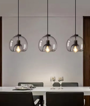 Nordic Glazen Hanglamp – Scandinavisch Minimalistisch Design – Rokerig Grijs Glas – E27 – Voor Keuken, Eetkamer & Woonkamer