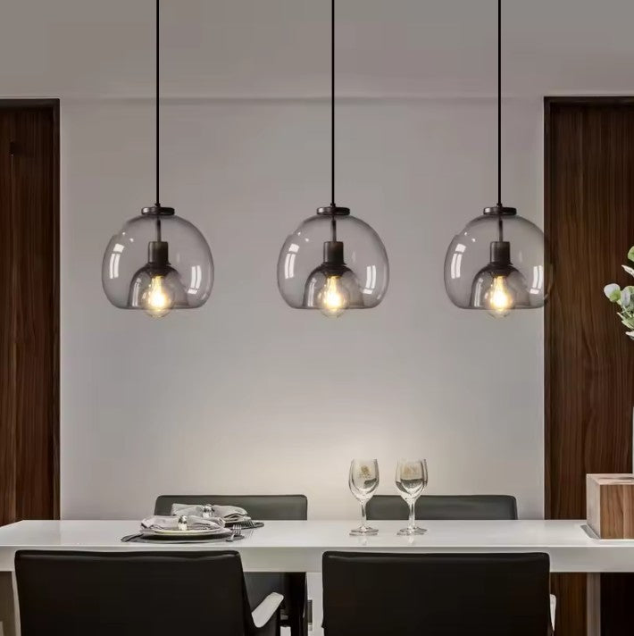 Nordic Glazen Hanglamp – Scandinavisch Minimalistisch Design – Rokerig Grijs Glas – E27 – Voor Keuken, Eetkamer & Woonkamer