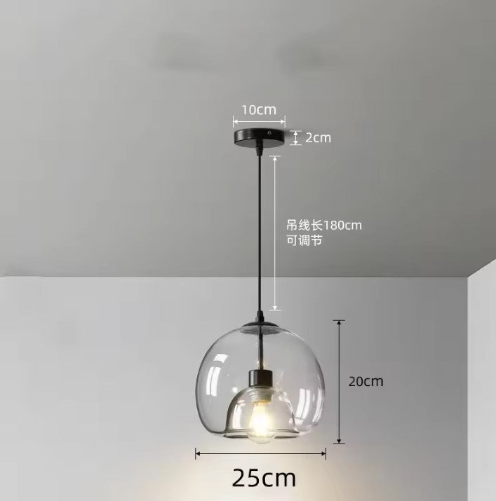 Nordic Glazen Hanglamp – Scandinavisch Minimalistisch Design – Rokerig Grijs Glas – E27 – Voor Keuken, Eetkamer & Woonkamer