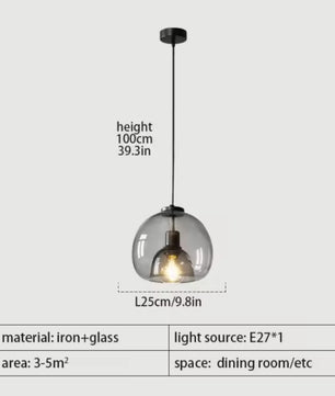 Nordic Glazen Hanglamp – Scandinavisch Minimalistisch Design – Rokerig Grijs Glas – E27 – Voor Keuken, Eetkamer & Woonkamer