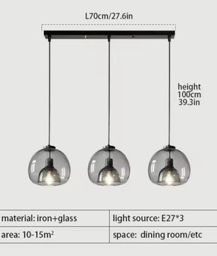 Nordic Glazen Hanglamp – Scandinavisch Minimalistisch Design – Rokerig Grijs Glas – E27 – Voor Keuken, Eetkamer & Woonkamer