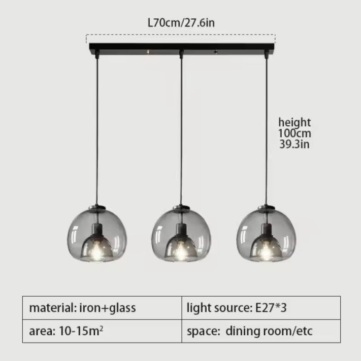 Nordic Glazen Hanglamp – Scandinavisch Minimalistisch Design – Rokerig Grijs Glas – E27 – Voor Keuken, Eetkamer & Woonkamer