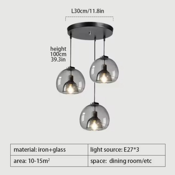 Nordic Glazen Hanglamp – Scandinavisch Minimalistisch Design – Rokerig Grijs Glas – E27 – Voor Keuken, Eetkamer & Woonkamer