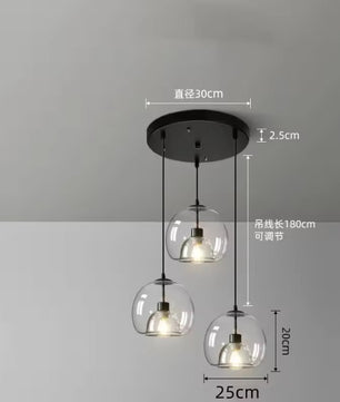 Nordic Glazen Hanglamp – Scandinavisch Minimalistisch Design – Rokerig Grijs Glas – E27 – Voor Keuken, Eetkamer & Woonkamer