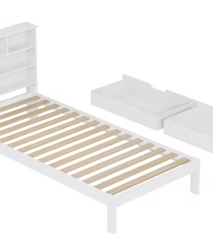 Eenpersoonsbed 90 × 200 cm met Opberglades – Modern Bedframe met Hoofdplank