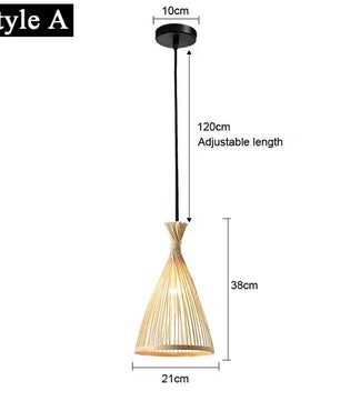 Japanse Bamboe Hanglamp – Handgeweven Rotan Design – Natuurlijke Sfeerverlichting – E27 – Voor Woonkamer, Restaurant & Café