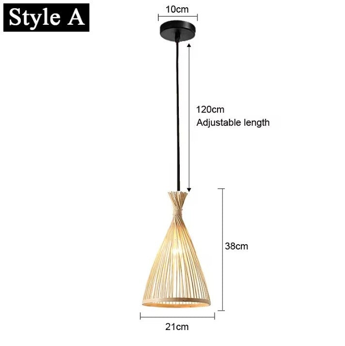 Japanse Bamboe Hanglamp – Handgeweven Rotan Design – Natuurlijke Sfeerverlichting – E27 – Voor Woonkamer, Restaurant & Café
