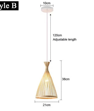 Japanse Bamboe Hanglamp – Handgeweven Rotan Design – Natuurlijke Sfeerverlichting – E27 – Voor Woonkamer, Restaurant & Café
