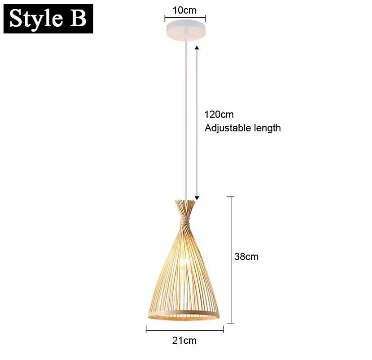 Japanse Bamboe Hanglamp – Handgeweven Rotan Design – Natuurlijke Sfeerverlichting – E27 – Voor Woonkamer, Restaurant & Café