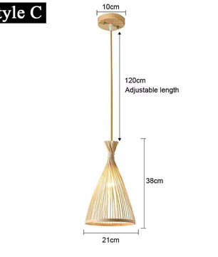 Japanse Bamboe Hanglamp – Handgeweven Rotan Design – Natuurlijke Sfeerverlichting – E27 – Voor Woonkamer, Restaurant & Café
