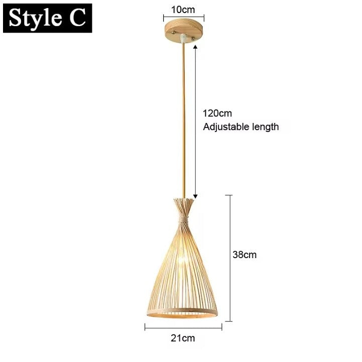 Japanse Bamboe Hanglamp – Handgeweven Rotan Design – Natuurlijke Sfeerverlichting – E27 – Voor Woonkamer, Restaurant & Café