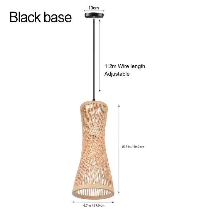 Japanse Bamboe Hanglamp – Handgeweven Rotan Design – Natuurlijke Sfeerverlichting – E27 – Voor Woonkamer, Restaurant & Café