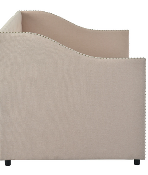 Opklapbare Slaapbank 90 × 200 cm – Gestoffeerd Dagbed met Uittrekbaar Bed en Linnen Bekleding