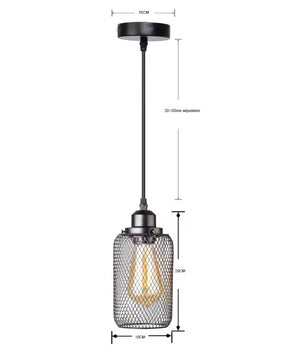 Zwarte Vintage Kooi Hanglamp – Industriële Metalen Plafondlamp – E27 – Open Frame Design voor Café, Bar & Woonkamer
