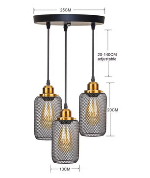 Zwarte Vintage Kooi Hanglamp – Industriële Metalen Plafondlamp – E27 – Open Frame Design voor Café, Bar & Woonkamer