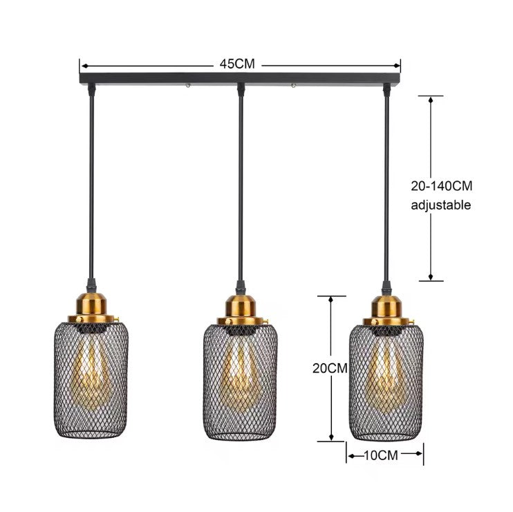 Zwarte Vintage Kooi Hanglamp – Industriële Metalen Plafondlamp – E27 – Open Frame Design voor Café, Bar & Woonkamer