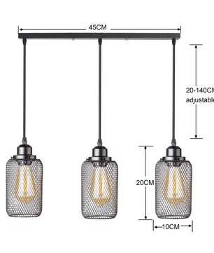 Zwarte Vintage Kooi Hanglamp – Industriële Metalen Plafondlamp – E27 – Open Frame Design voor Café, Bar & Woonkamer