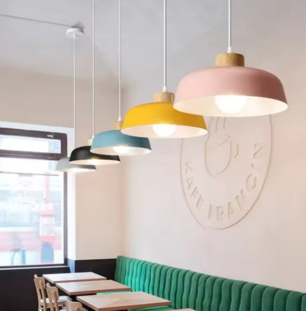 Scandinavische Houten Hanglamp – Moderne Macaron Design Plafondlamp – Massief Hout & Metaal – E27 – Voor Woonkamer, Slaapkamer & Studeerkamer