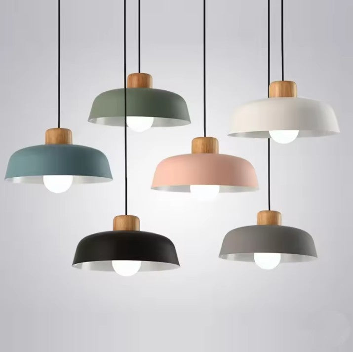 Scandinavische Houten Hanglamp – Moderne Macaron Design Plafondlamp – Massief Hout & Metaal – E27 – Voor Woonkamer, Slaapkamer & Studeerkamer